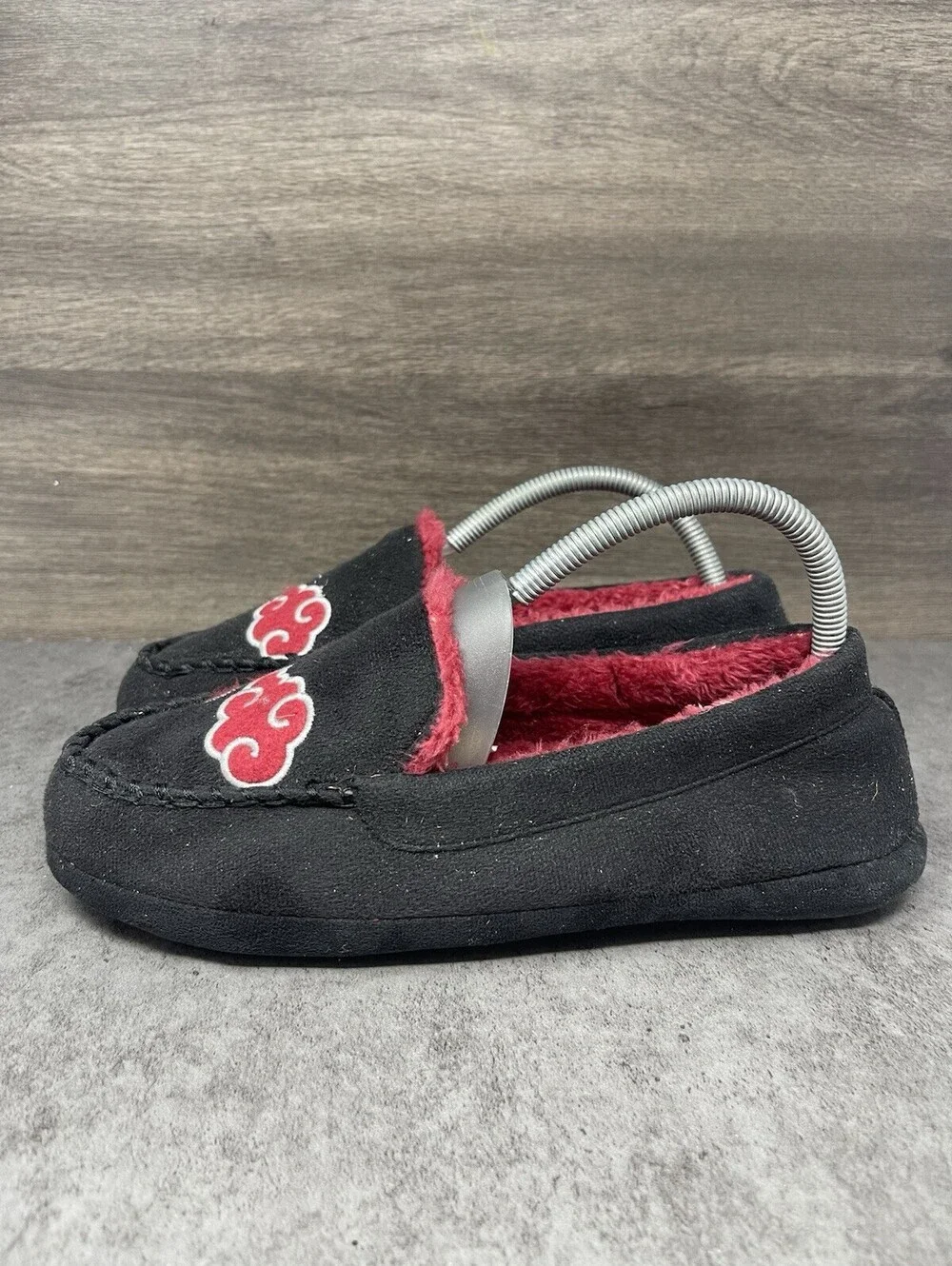 Natuto Shippuden Akatsuki Slippers Mens Size 7-8 Black Red Slip On Shoes